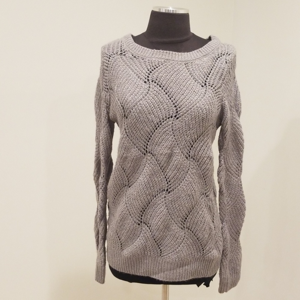LAUREN CONRAD Size XS Grey Wave Wool Blend Sweater